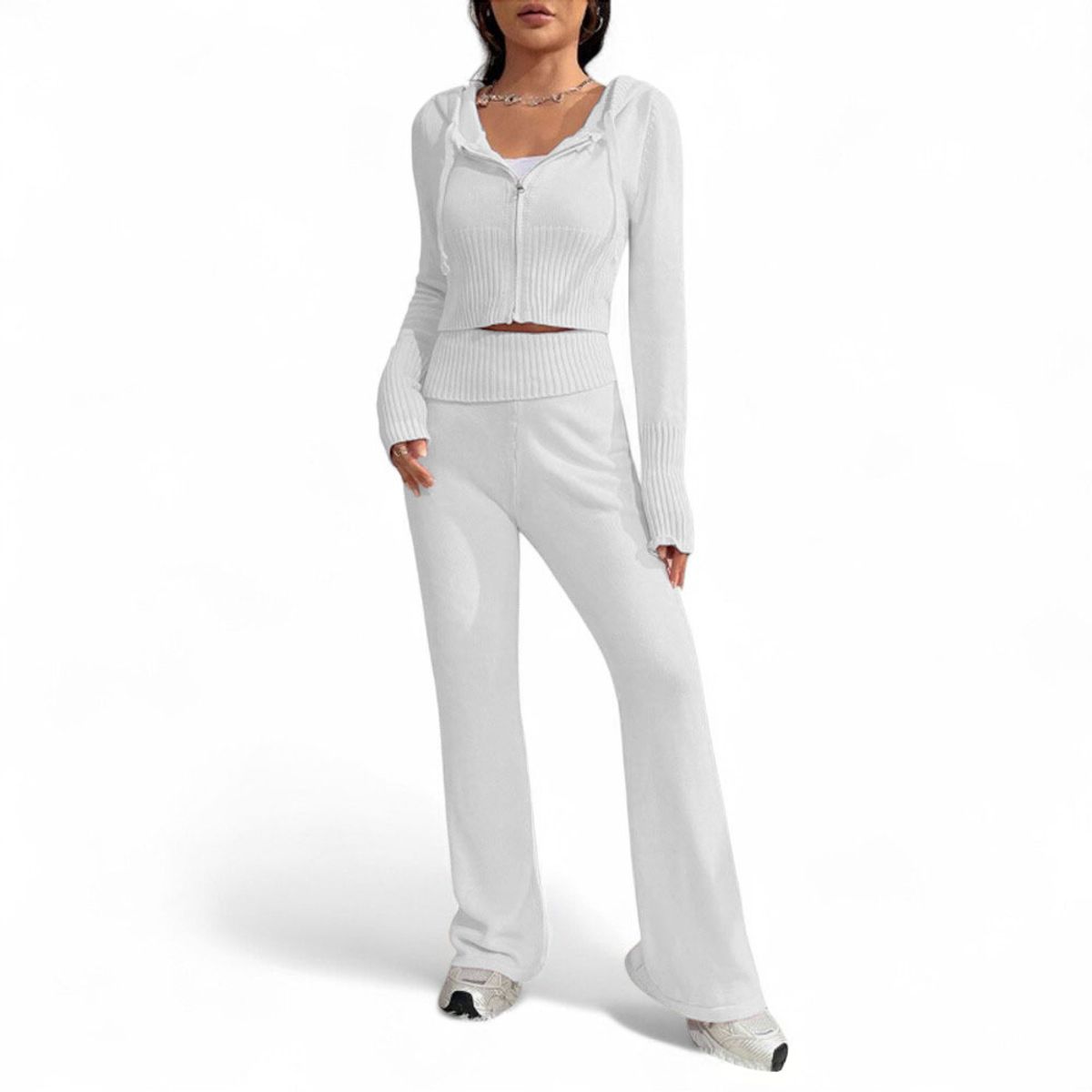 GENERICO - Conjunto Mujer Hilo Pantalon Campana 359G-60 Color Blanco
