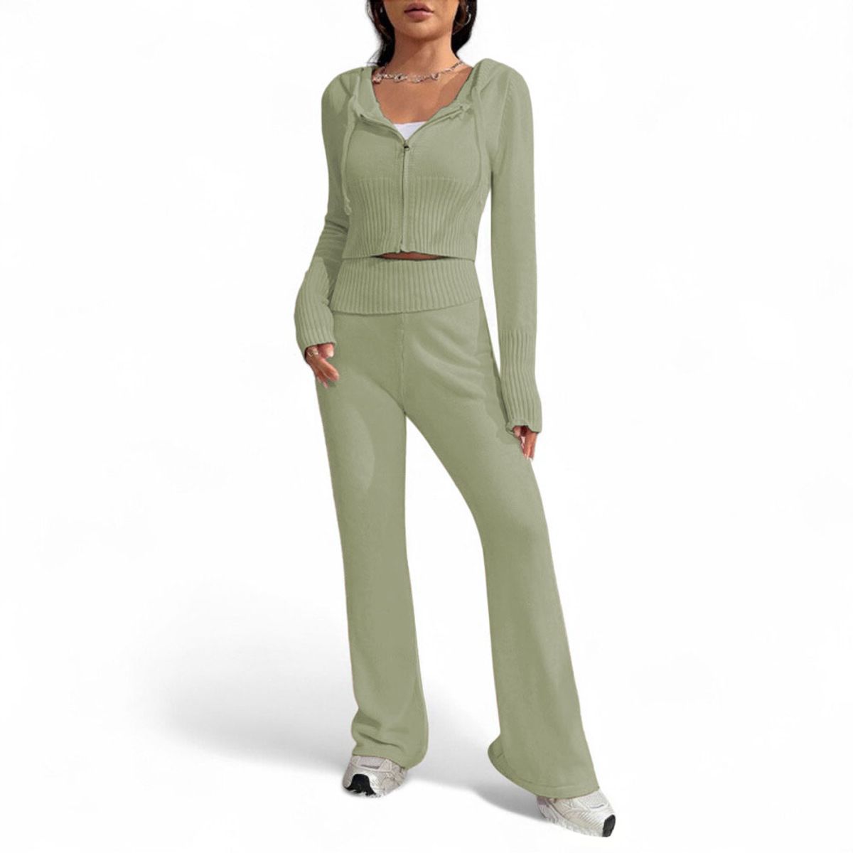 GENERICO - Conjunto Mujer Hilo Pantalon Campana 359G-60 Color Verde