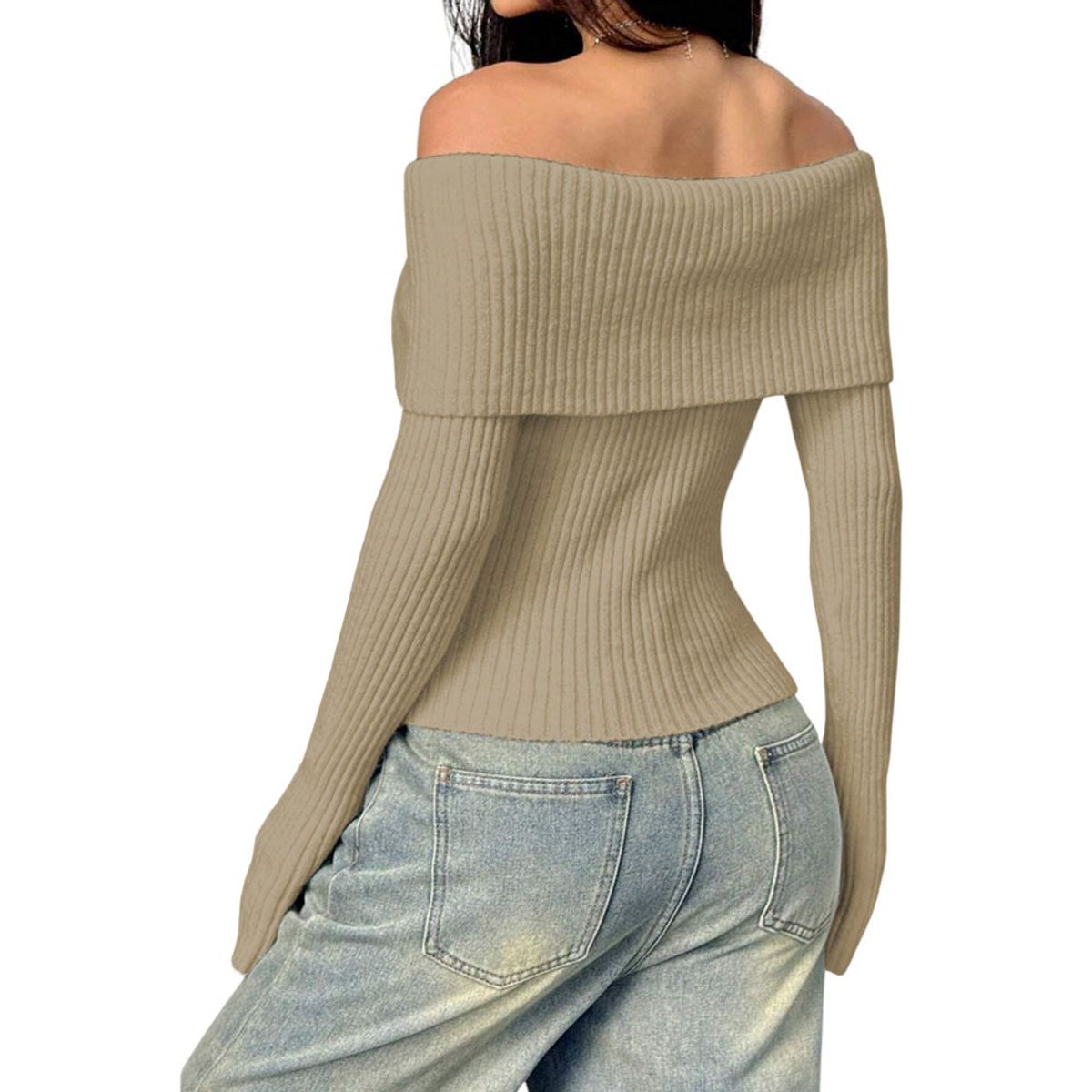 GENERICO - Sueter Mujer Hilo Mlarga Marinera 359G-23 Color Beige