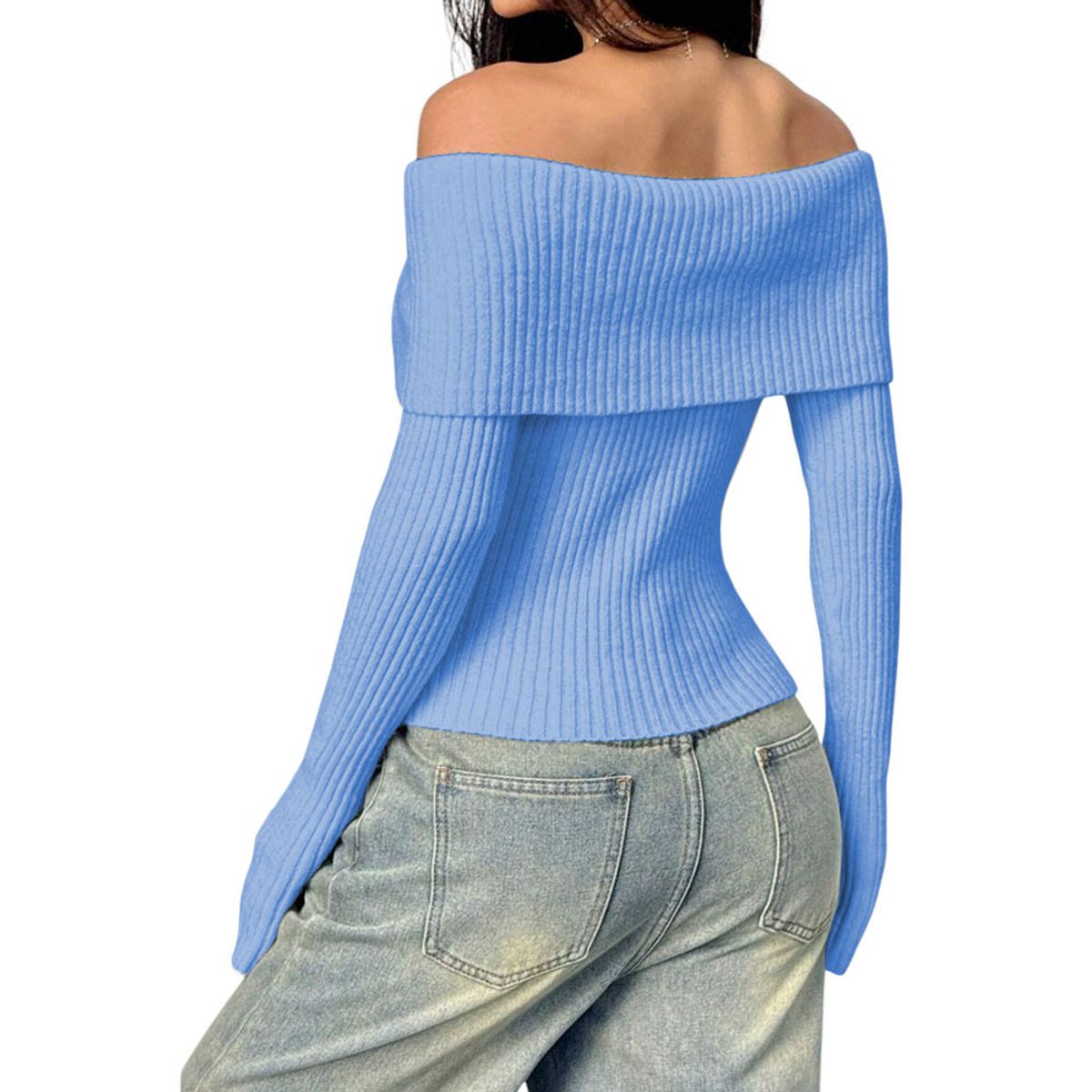 GENERICO - Sueter Mujer Hilo Mlarga Marinera 359G-23 Color Celeste