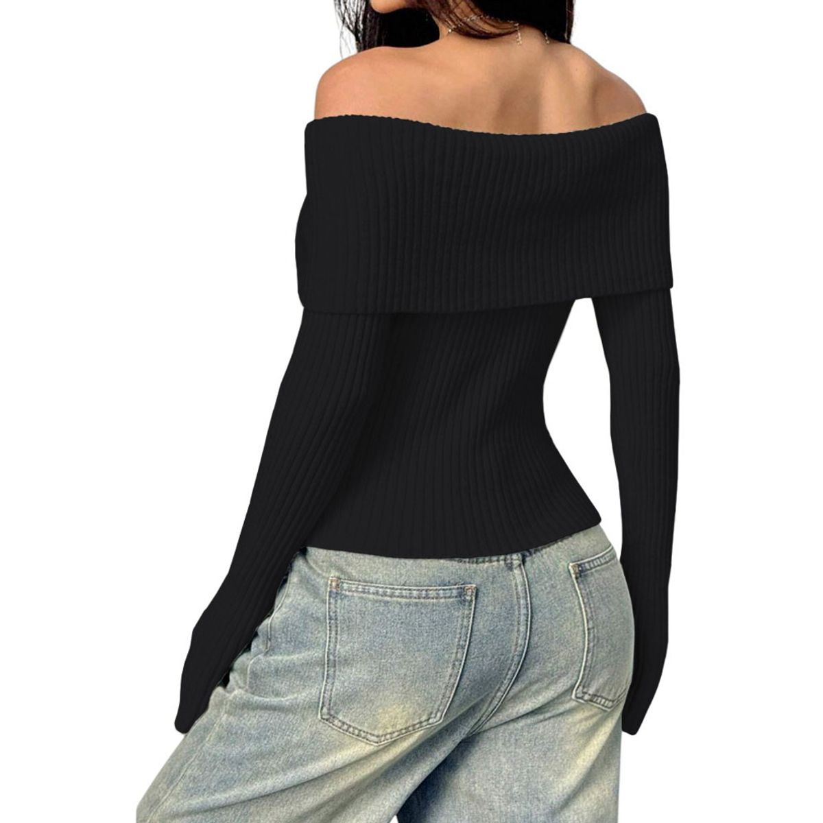 GENERICO - Sueter Mujer Hilo Mlarga Marinera 359G-23 Color Negro