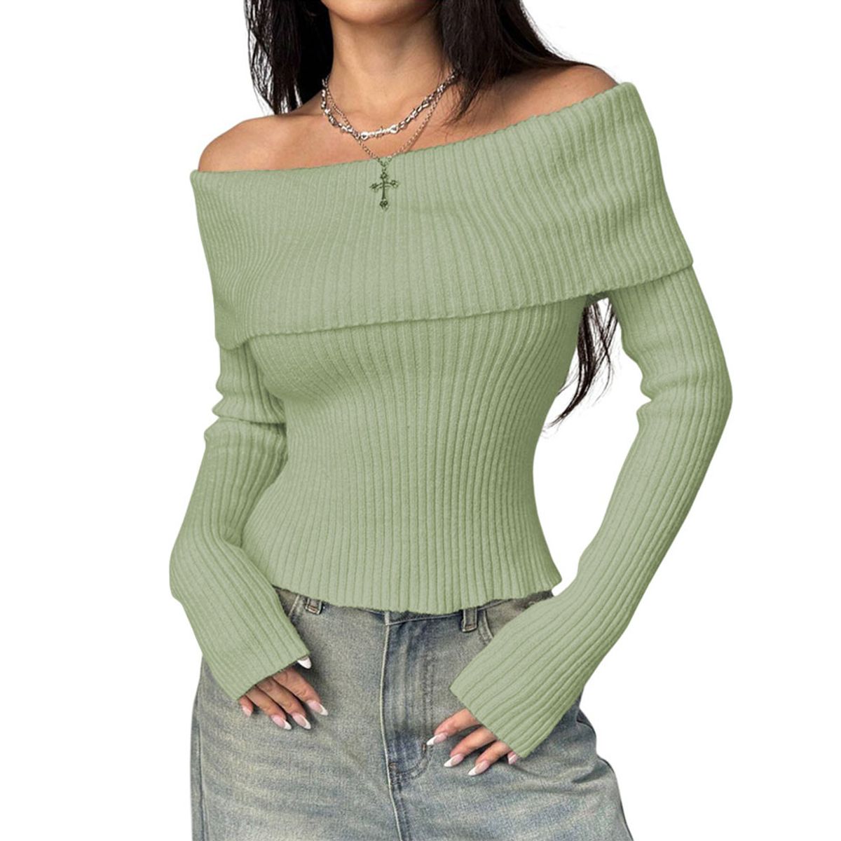 GENERICO - Sueter Mujer Hilo Mlarga Marinera 359G-23 Color Verde