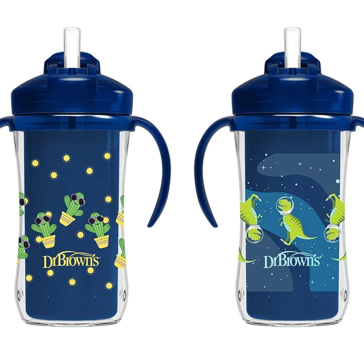 DR BROWNS - Tomatodo con cañita y asas para bebé - 12 meses +