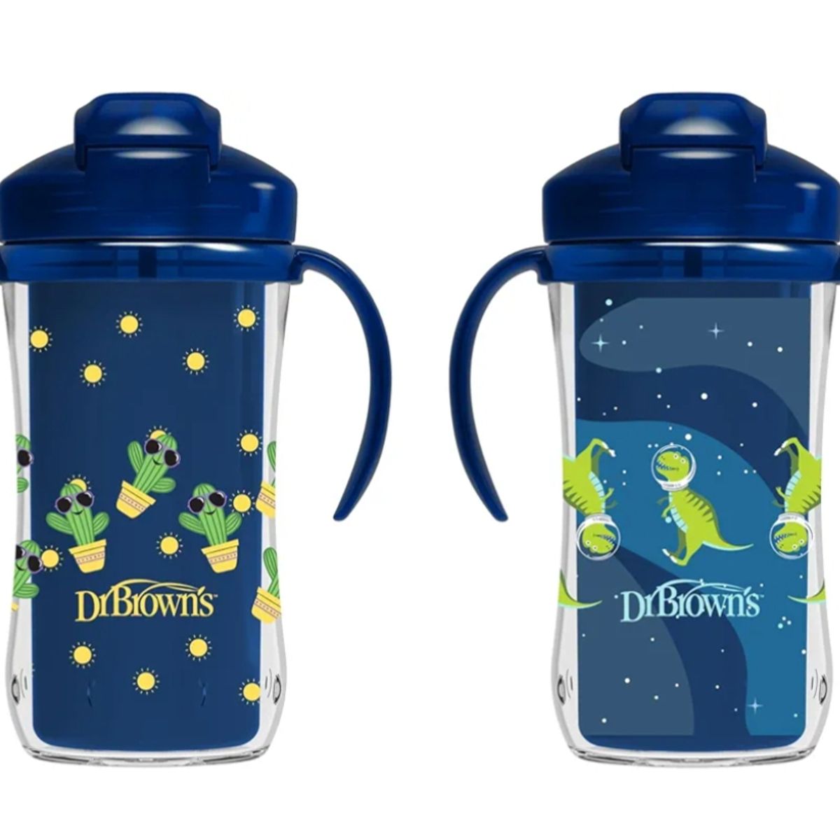 DR BROWNS - Tomatodo con cañita y asas para bebé - 12 meses +