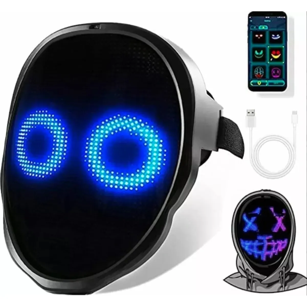 U BUY - Mascara Led Rgb Multi Personajes Sensor Movimento Bluetooth