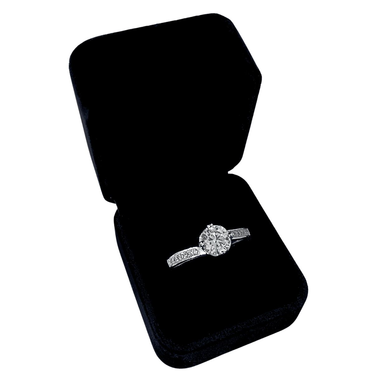 GENERICO - Anillo Promesa Circonita Blanca Plata Ley 925 Regalo Novia