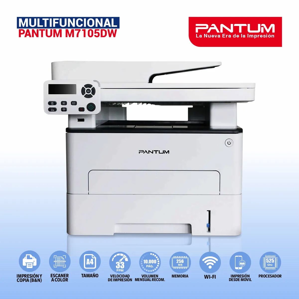 PANTUM - Impresora Multifuncional Laser Monocromática M7105DW