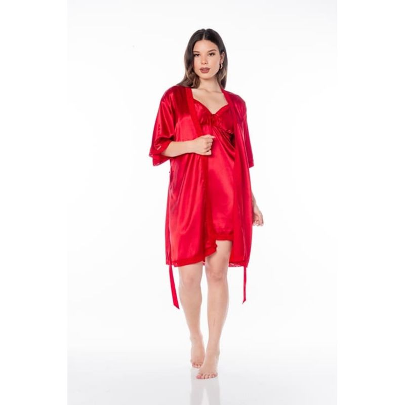 VELA WHITE - Becky Rojo bata con vestido