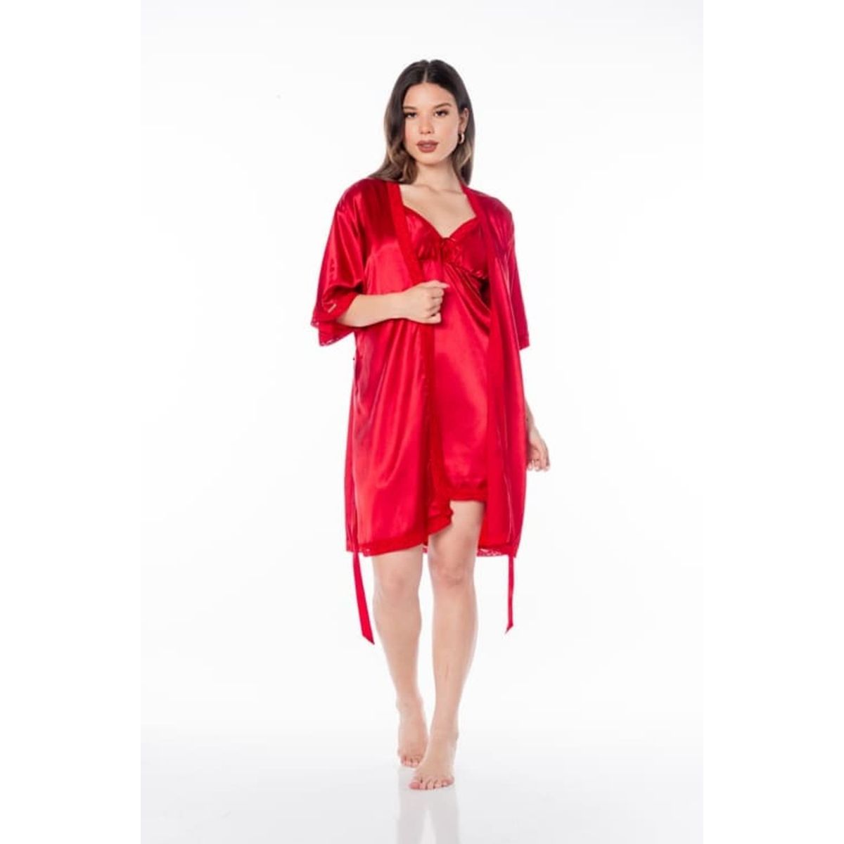 VELA WHITE - Becky Rojo bata con vestido