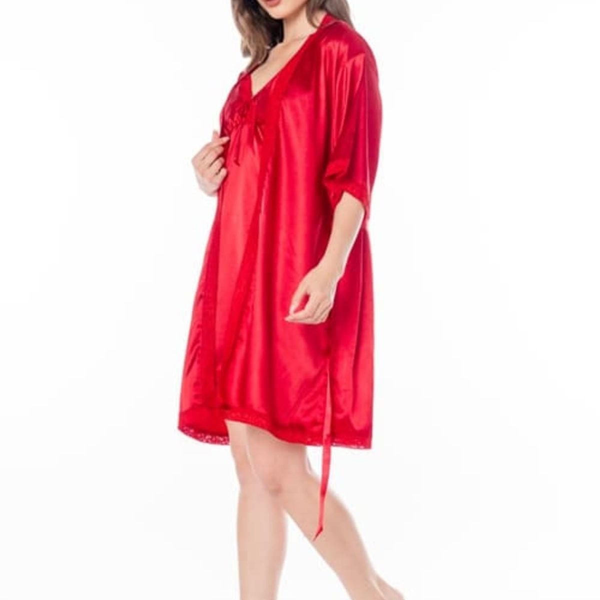 VELA WHITE - Becky Rojo bata con vestido