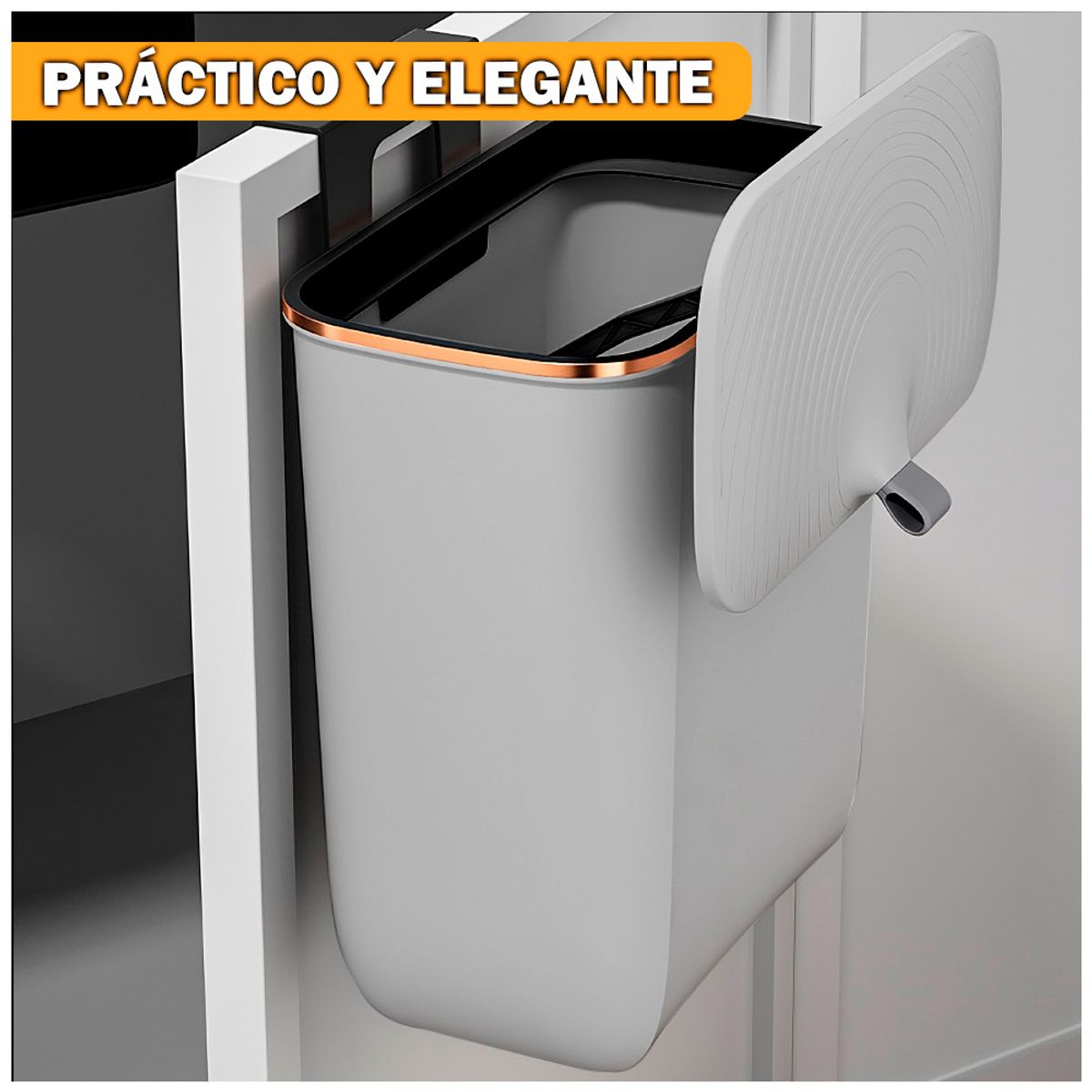 KELLER - Tacho de Basura Colgante Papelera Contenedor con Tapa H01 PL