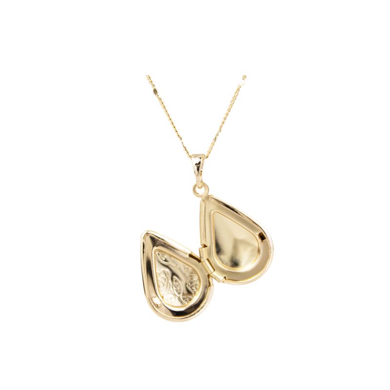 CLEO JOYAS & ACCESORIOS - Collar Relicario Gota Dorado Rose