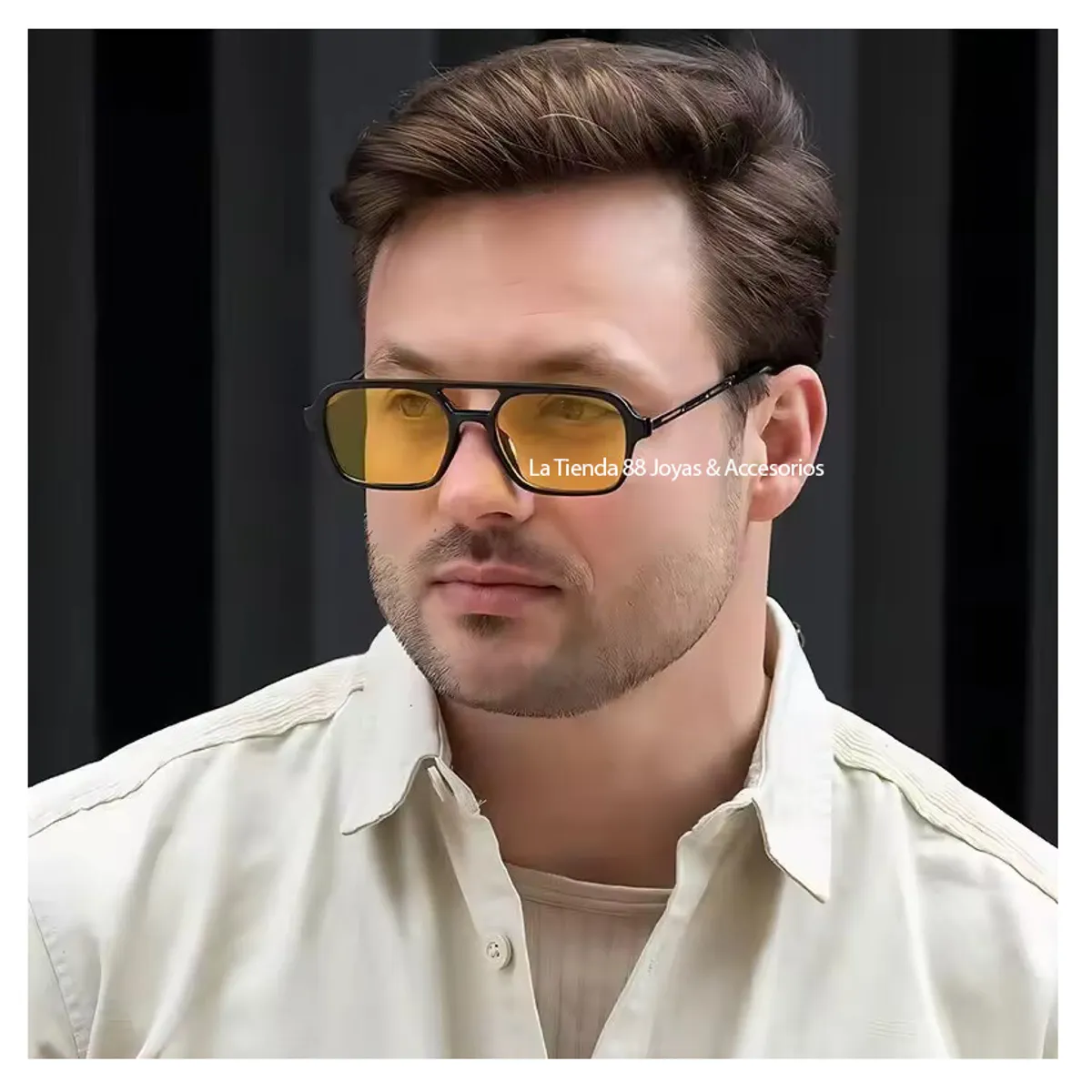 LA TIENDA 88 JOYAS Y ACCESORIOS - La Tienda 88 - Lentes De Sol Unisex Retro Negro - Amarillo