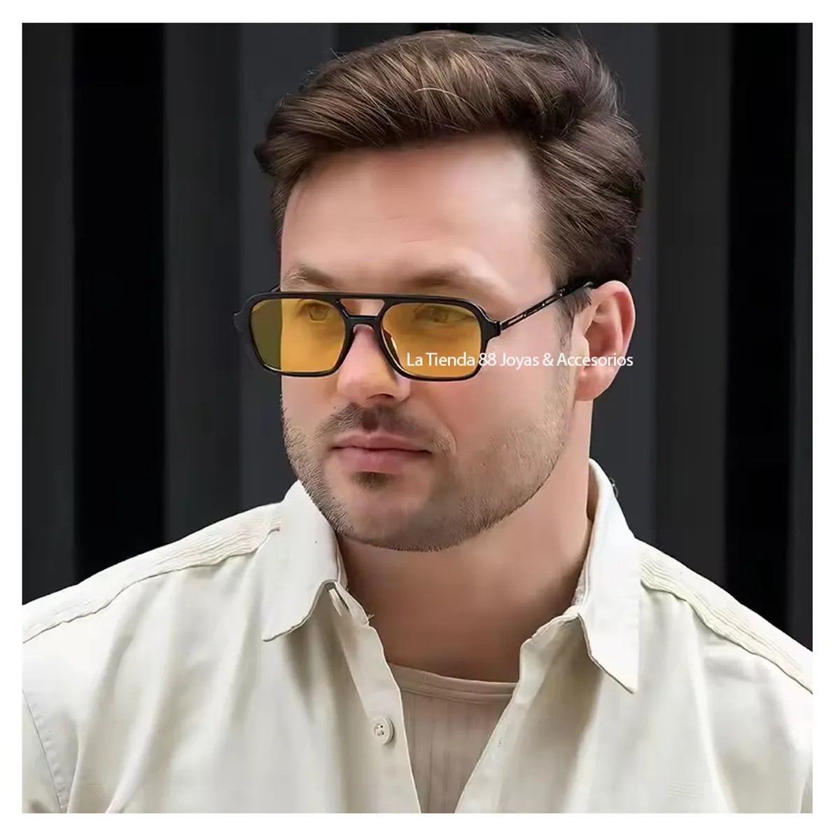 LA TIENDA 88 JOYAS Y ACCESORIOS - La Tienda 88 - Lentes De Sol Unisex Retro Negro - Amarillo