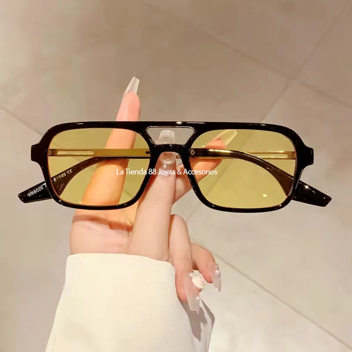 LA TIENDA 88 JOYAS Y ACCESORIOS - La Tienda 88 - Lentes De Sol Unisex Retro Negro - Amarillo