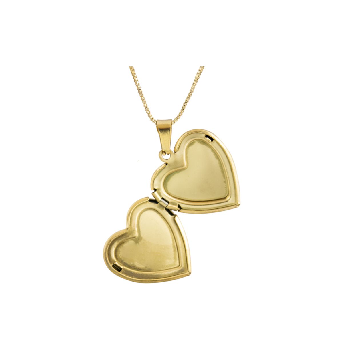 CLEO JOYAS & ACCESORIOS - Collar Relicario Corazón Blanco Dorado Acero