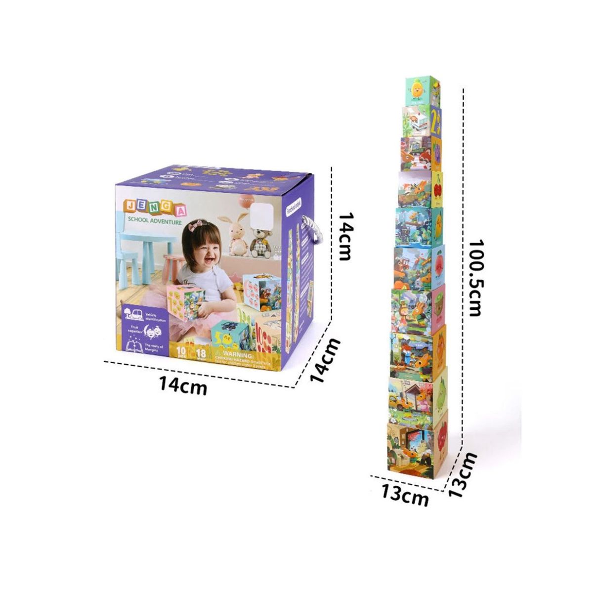 GENERICO - Juego Educativo Cubos Ilustrados Apilables x10 para Niños