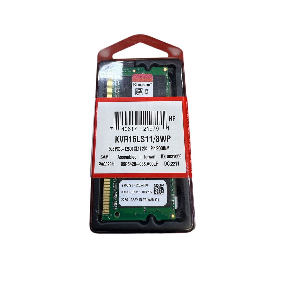 KINGSTON - Memoria RAM Kingston 8GB DDR3 SODIMM 1G x 64-Bit PC3L-12800