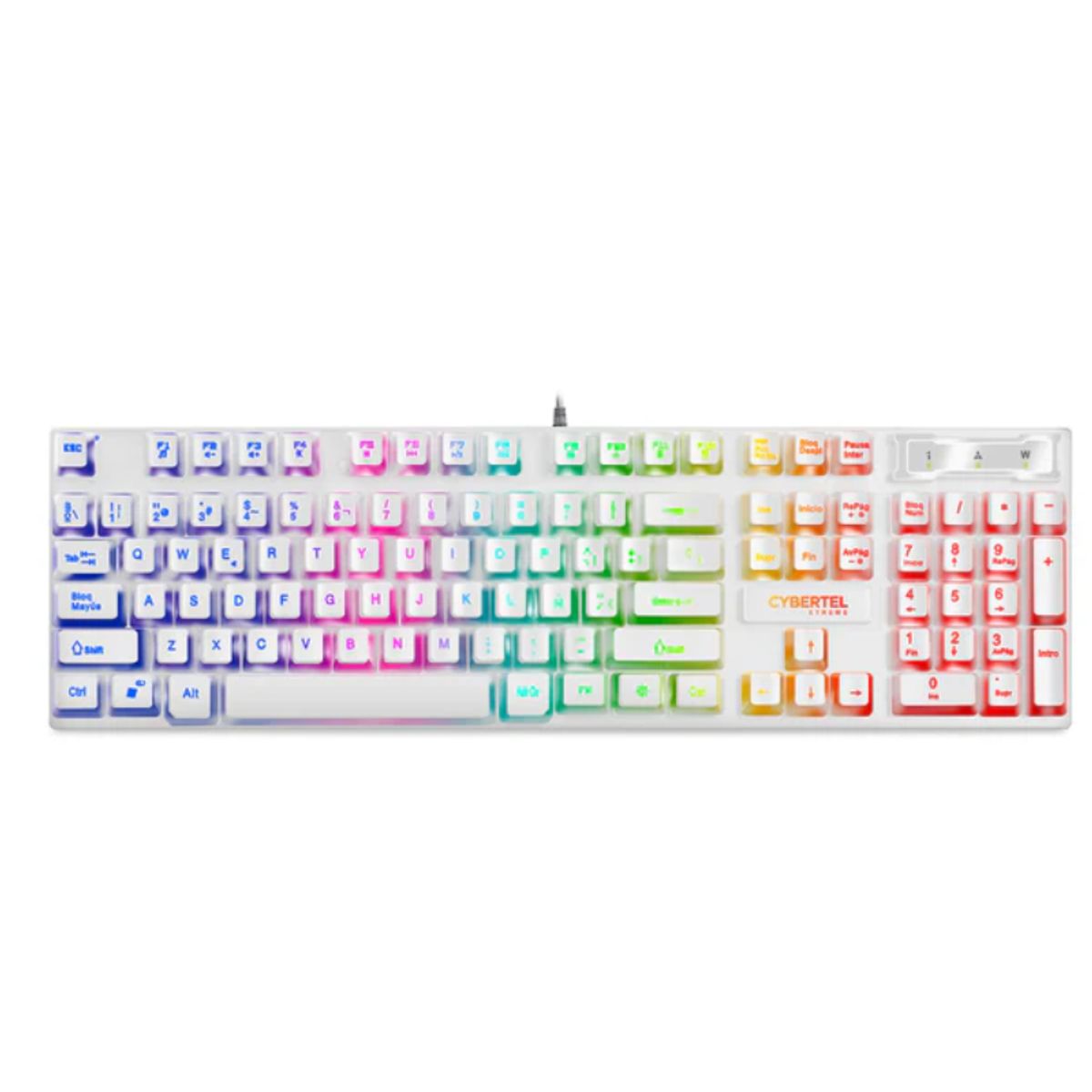 CYBERTEL - Teclado Gamer Xtreme White CYB K505 USB Led Cybertel