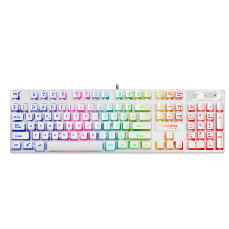 CYBERTEL - Teclado Gamer Xtreme White CYB K505 USB Led Cybertel