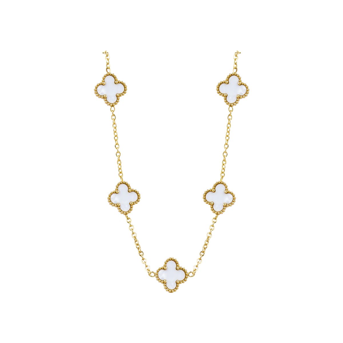 CLEO JOYAS & ACCESORIOS - Set Treboles Collar y Pulsera Dupe Van Cl Nacarado