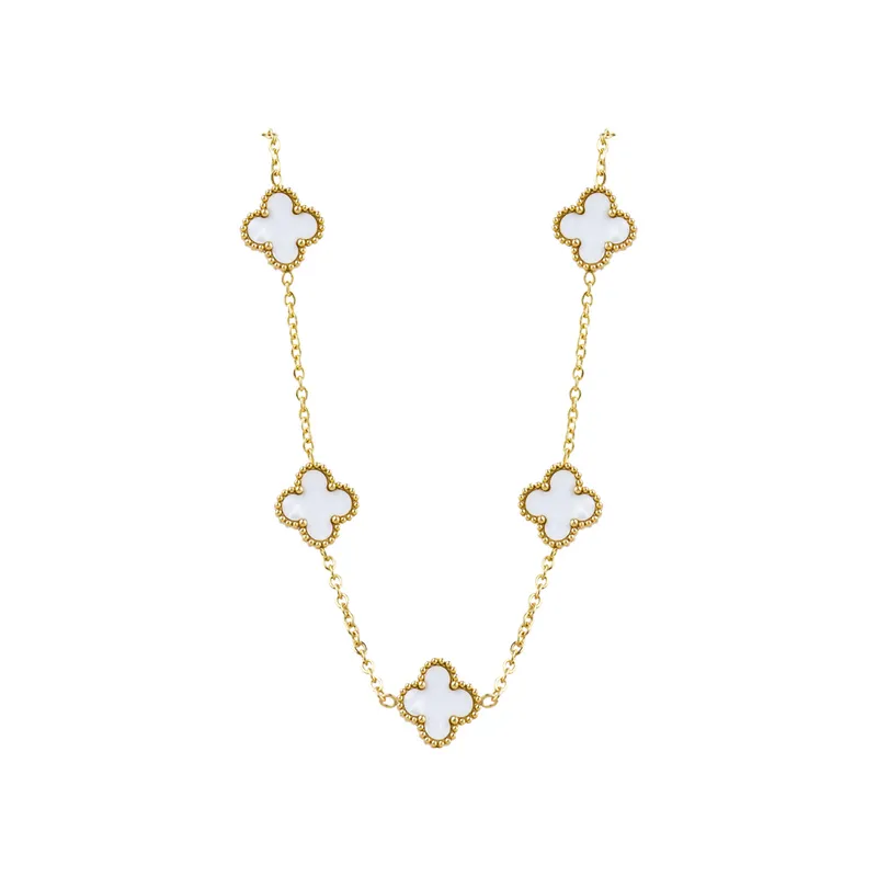 CLEO JOYAS & ACCESORIOS - Set Treboles Collar y Pulsera Dupe Van Cl Nacarado