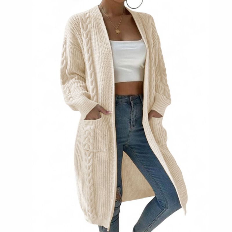 GENERICO - Chompa Mujer Hilo Invierno Abierto 359G- 30 Color Perla