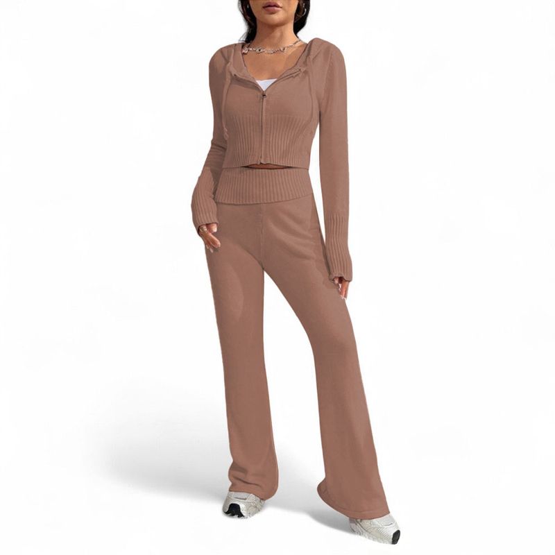 GENERICO - Conjunto Mujer Hilo Pantalon Campana 359G-60 Color Camel