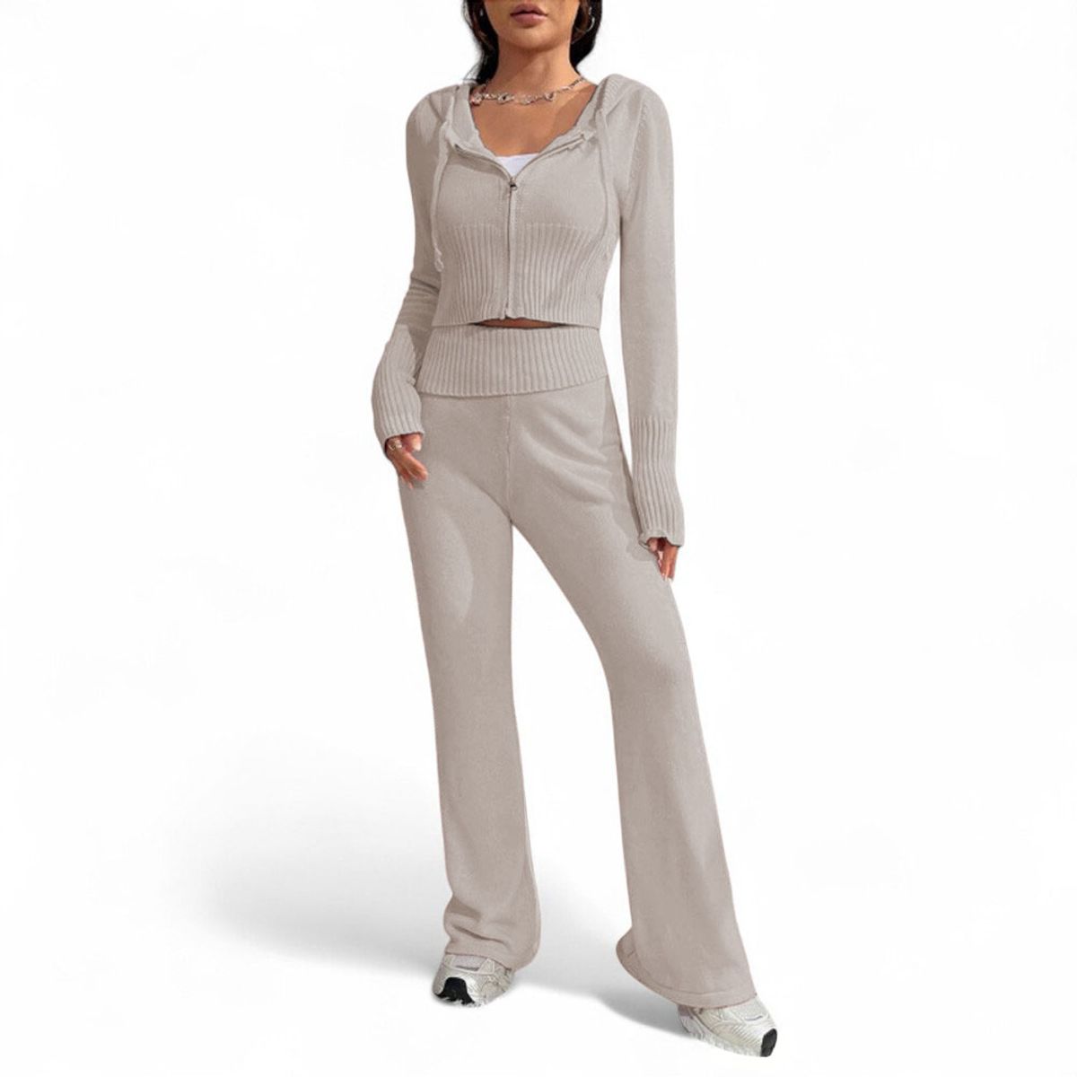 GENERICO - Conjunto Mujer Hilo Pantalon Campana 359G-60 Color Hueso