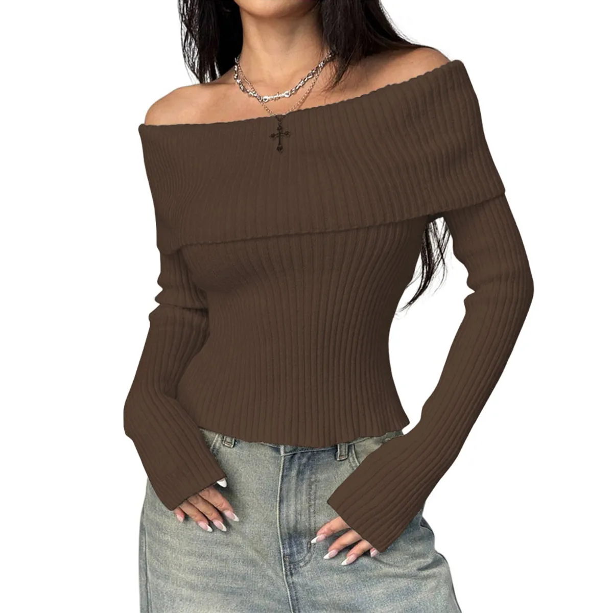 GENERICO - Sueter Mujer Hilo Mlarga Marinera 359G-23 Color Marron