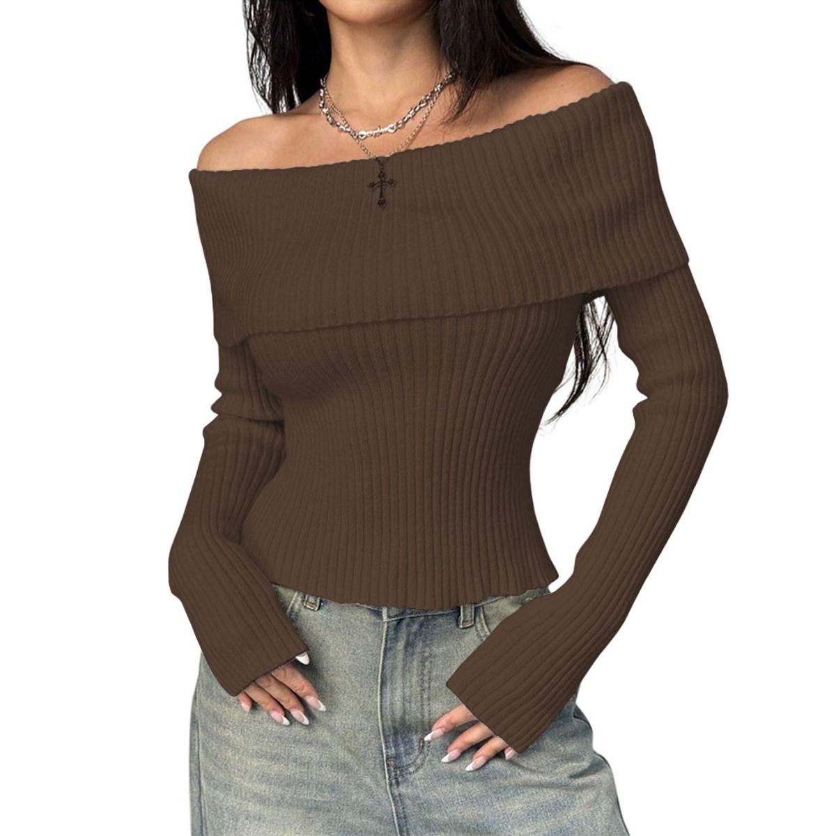 GENERICO - Sueter Mujer Hilo Mlarga Marinera 359G-23 Color Marron