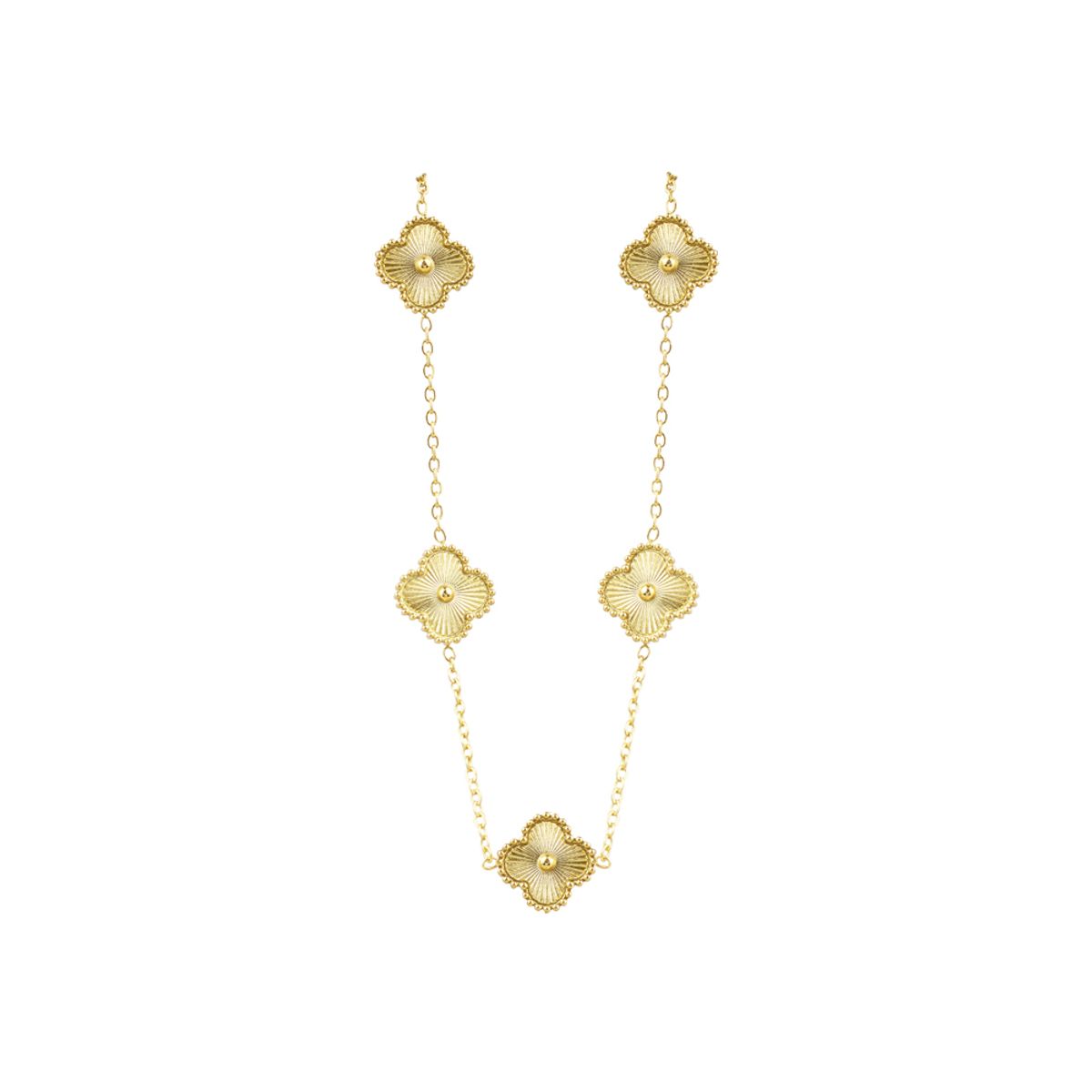 CLEO JOYAS & ACCESORIOS - Set Treboles Collar y Pulsera Dupe Van Cl Dorado