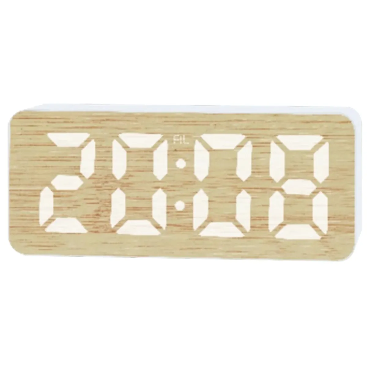 GENERICO - Reloj Despertador Pantalla Madera Bambu LED Temperatura Alarma Fecha