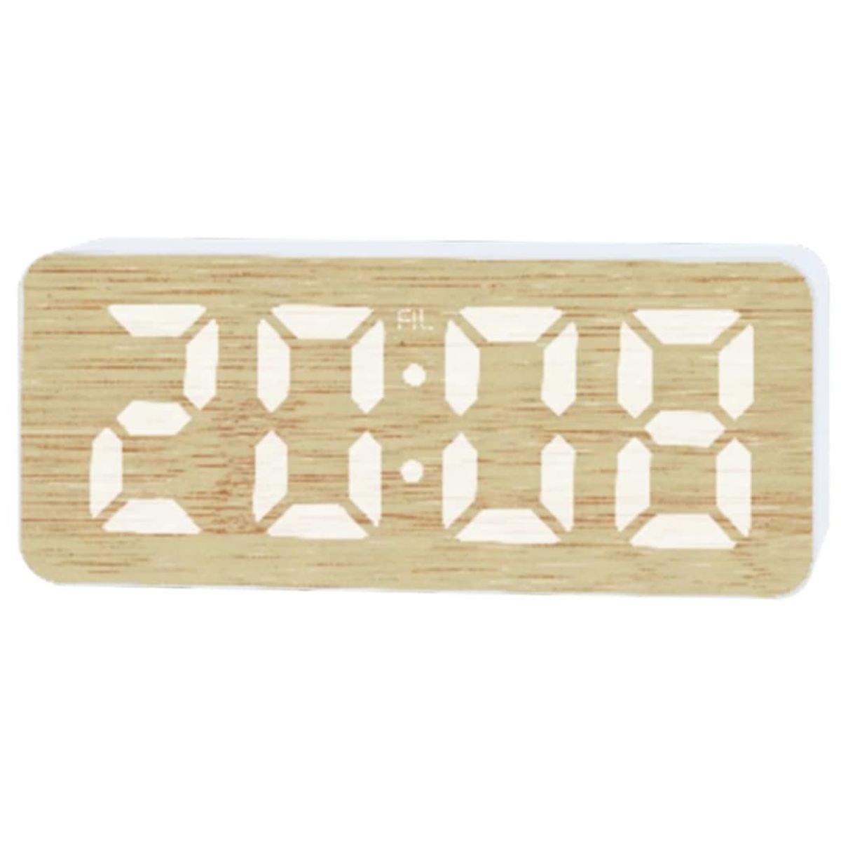 GENERICO - Reloj Despertador Pantalla LED Bamboo Temperatura Alarma Fecha