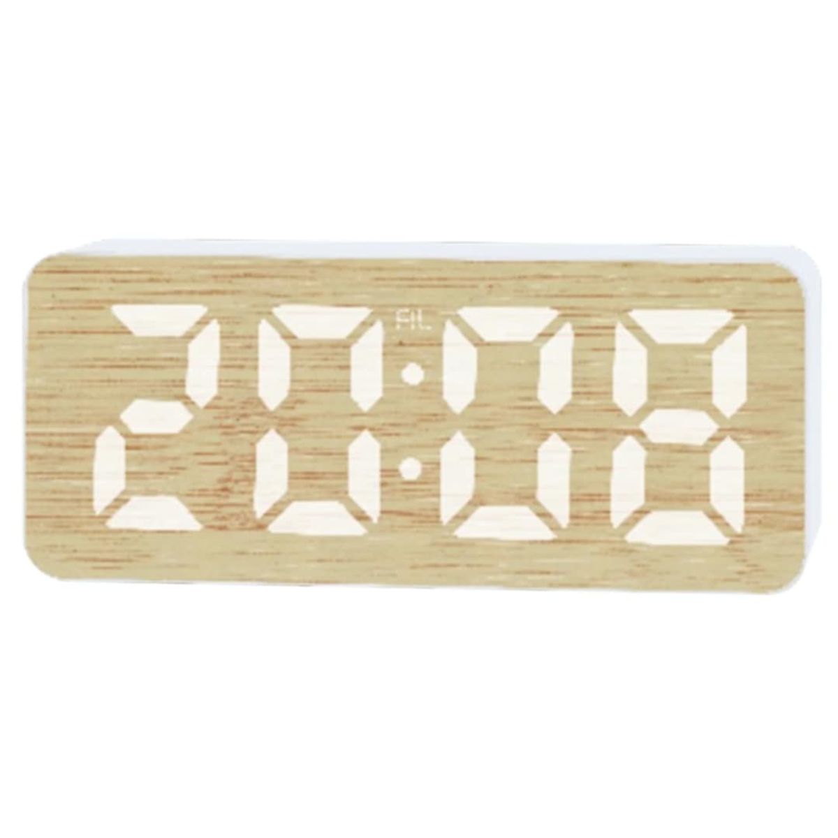 GENERICO - Reloj Despertador Pantalla LED Bamboo Temperatura Alarma Fecha