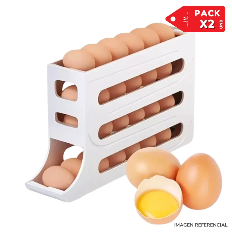 INSPIRA MARKET - Contenedor Organizador Deslizante de Huevos 4 niveles Pack x2