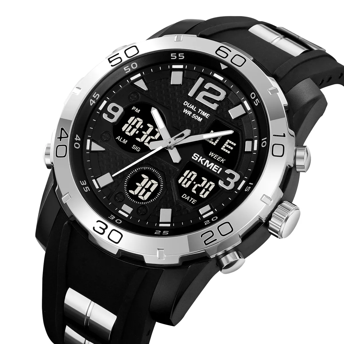 SKMEI - Reloj Skmei 2102 Negro Correa Silicona Caballero