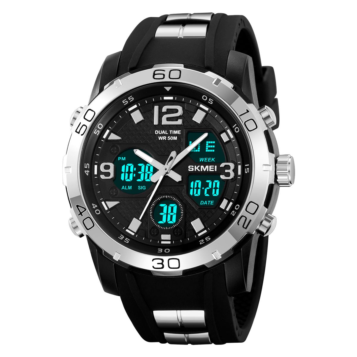 SKMEI - Reloj Skmei 2102 Negro Correa Silicona Caballero