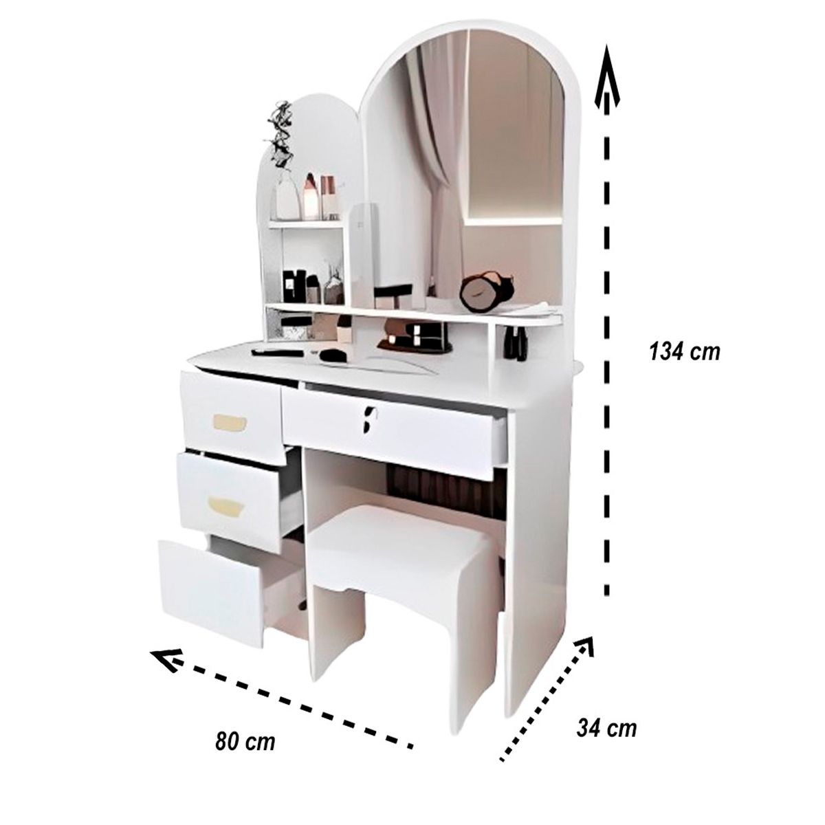 GENERICO - Tocador de Maquillaje con Espejo Ovalado