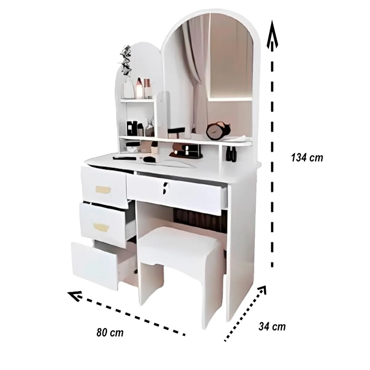 GENERICO - Tocador de Maquillaje con Espejo Ovalado