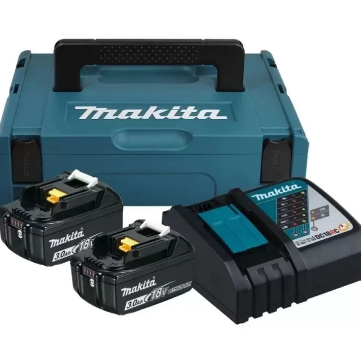 MAKITA - Makpac 2 Baterias 3.0Ah 18V LXT (BL1830B) + cargador simple rapido