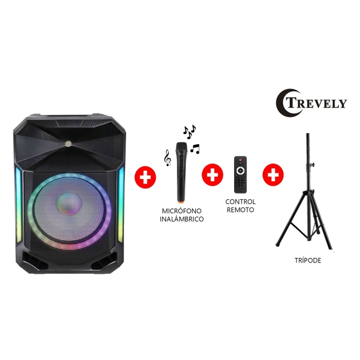 TREVELY - Parlante Portatil TREVELY TA-1580 - 1000W - Karaoke - tripode