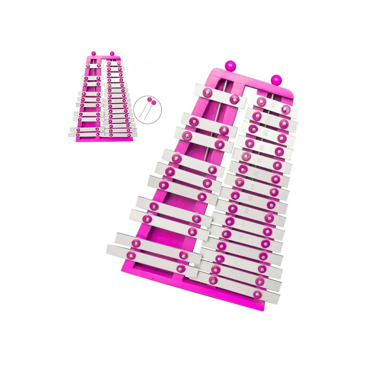 GENERICO - Xilófono Metalofono Cromático 25 Notas Rosado