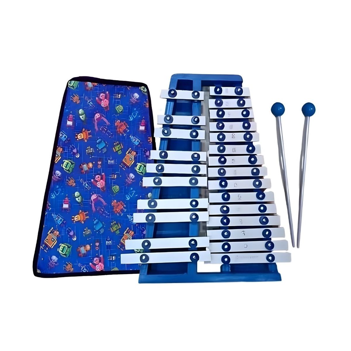 GENERICO - Xilófono Metalofono Cromático 25 Notas Azul con Estuche