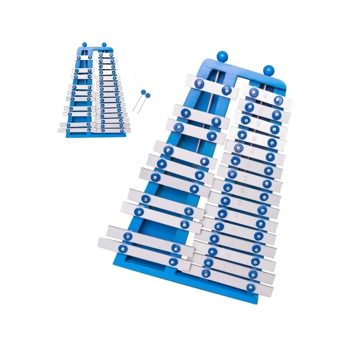 GENERICO - Xilófono Metalofono Cromático 25 Notas Azul con Estuche