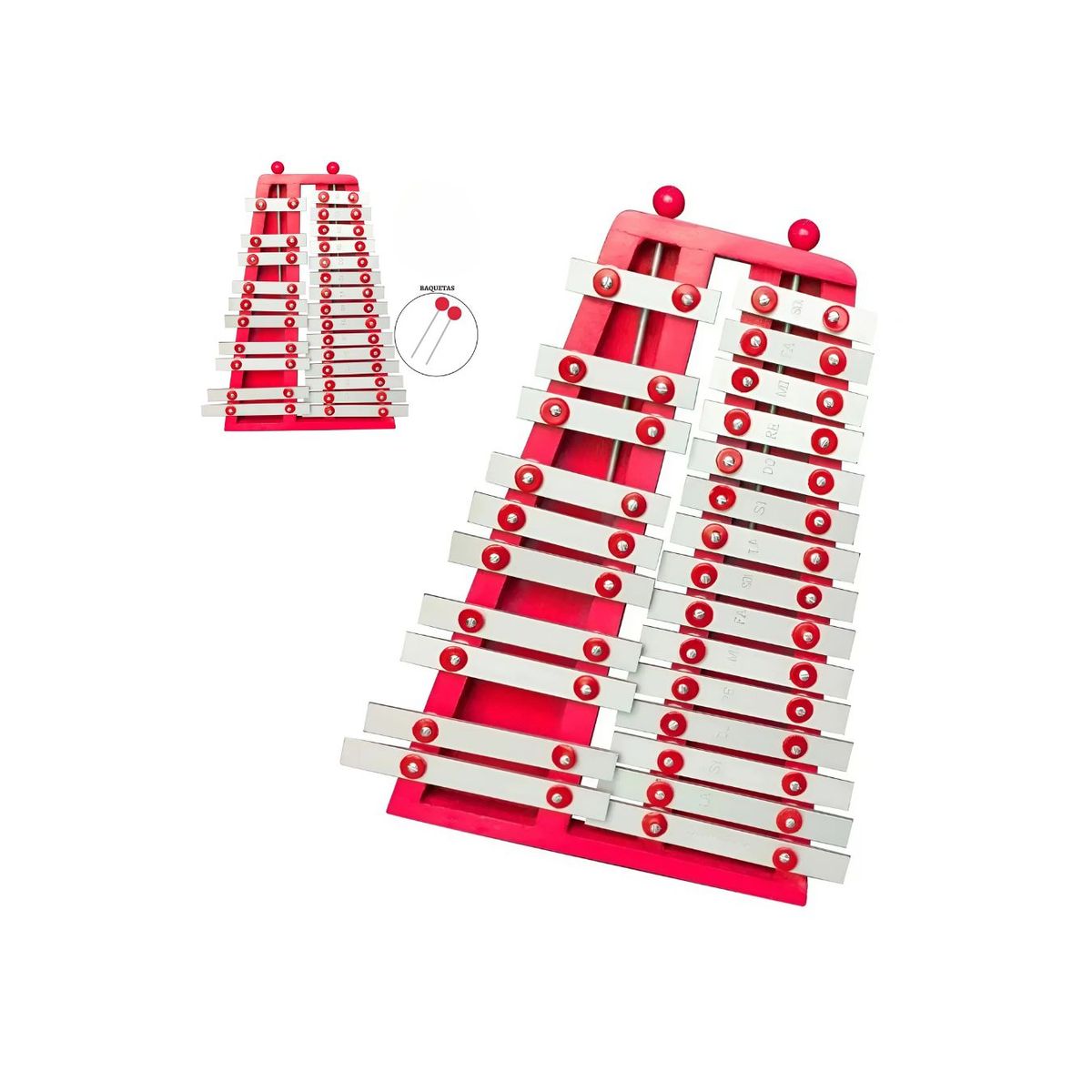 GENERICO - Xilófono Metalofono Cromático 25 Notas Rojo