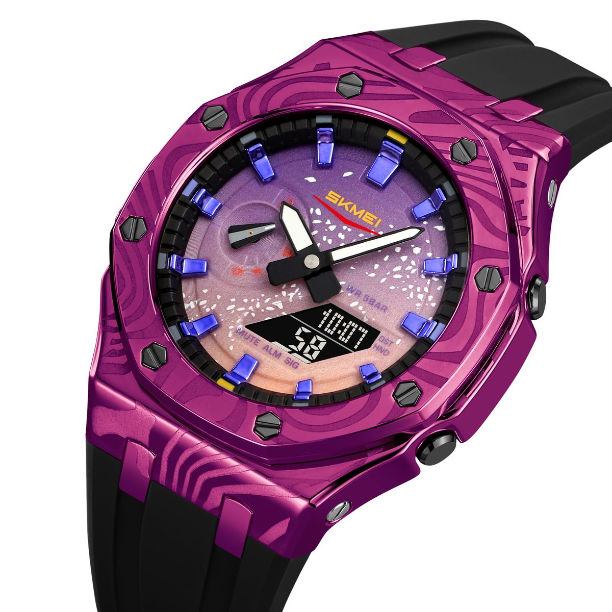 SKMEI - Reloj Skmei 2471 Morado Correa Silicona Hora Mundial