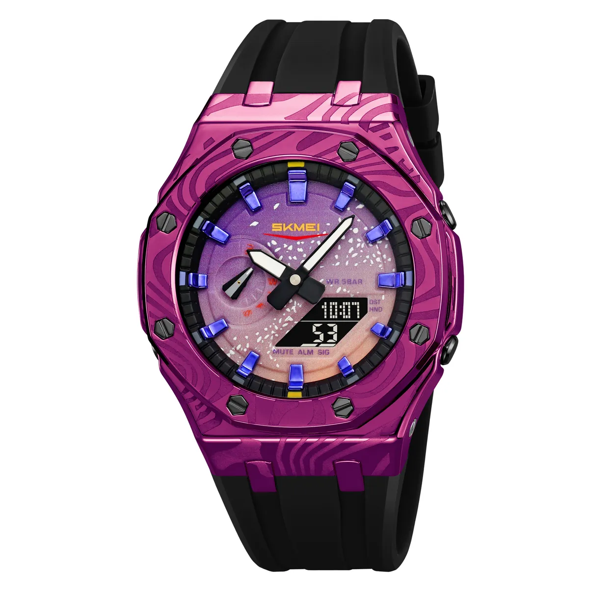 SKMEI - Reloj Skmei 2471 Morado Correa Silicona Hora Mundial