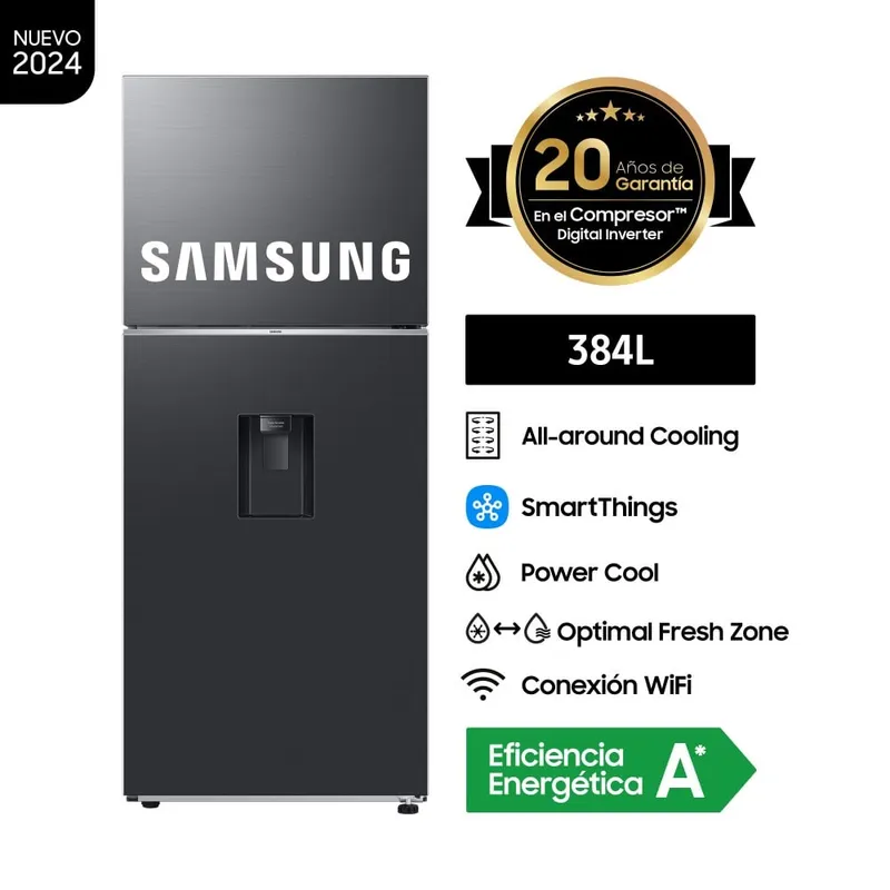SAMSUNG - Refrigeradora Top Freezer 384L All Around Cooling Samsung RT38DG6730B1PE
