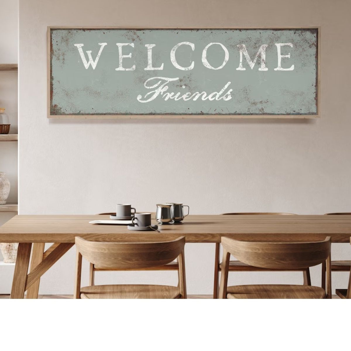 BOSQUE INVERNAL DECORACION ECO ALTERNATIVA - Letrero grande en madera WELCOME FRIENDS